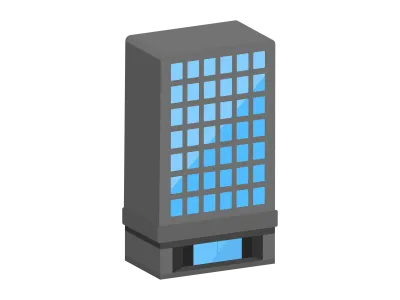 オフィスビルの立体アイコンイラスト