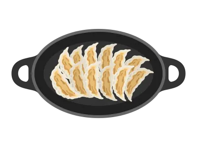 鉄板にのせた餃子のイラスト
