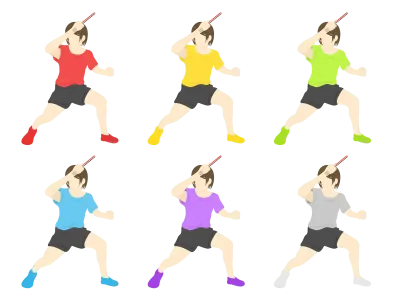 女性の卓球選手のイラストセット