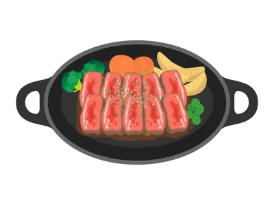 鉄板にのせたステーキのイラスト