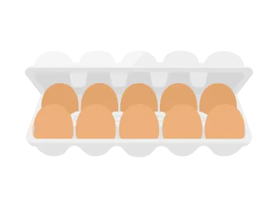 パックに入った赤卵のイラスト