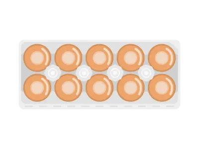 パックに入った赤卵のイラスト