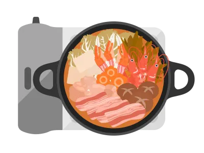 キムチ鍋料理のイラスト