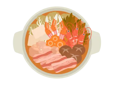 キムチ鍋料理のイラスト