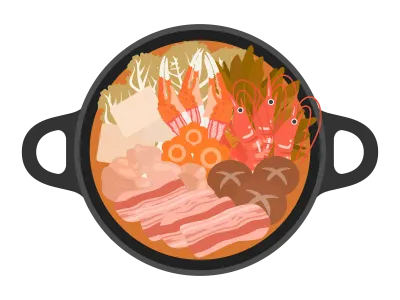 キムチ鍋料理のイラスト