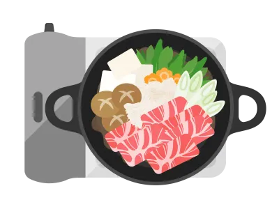 すき焼き鍋料理のイラスト