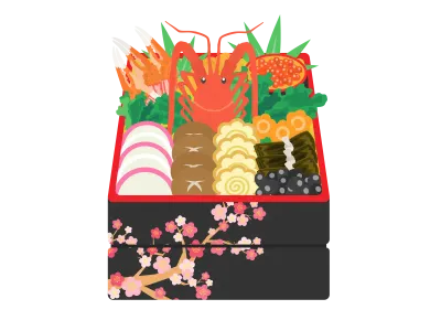 豪華なおせち料理のイラスト