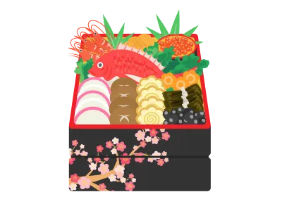 豪華なおせち料理のイラスト