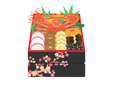 豪華なおせち料理のイラスト