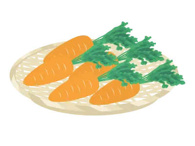 ザルにのせた人参のイラスト