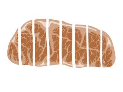 カットされたステーキ肉のイラスト