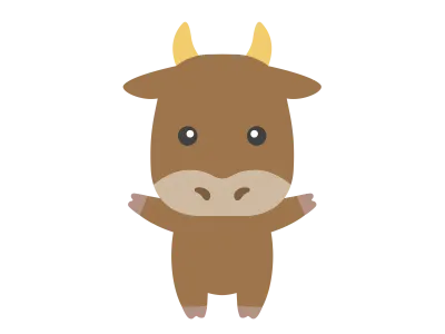牛のキャラクターのイラスト