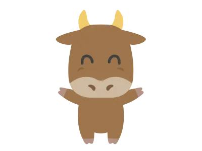 牛のキャラクターのイラスト