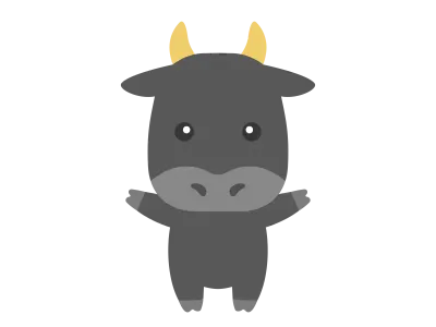 牛のキャラクターのイラスト
