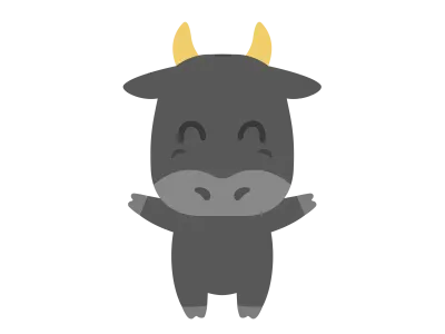 牛のキャラクターのイラスト