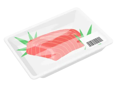 パックに入ったマグロの切り身のイラスト