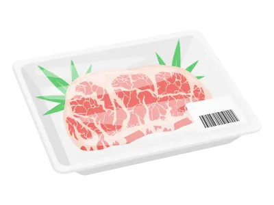 パックに入った高級霜降り肉のイラスト