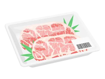 パックに入った高級霜降り肉のイラスト