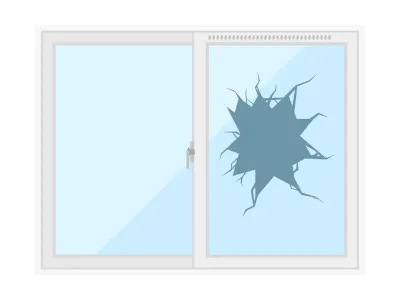 空き巣に入られた窓ガラスのイラスト