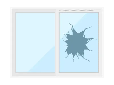 空き巣に入られた窓ガラスのイラスト