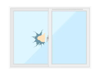 窓ガラスを割って侵入する空き巣のイラスト