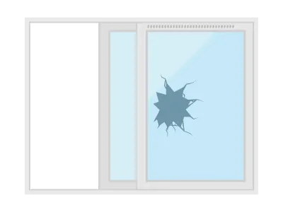 空き巣に入られた窓ガラスのイラスト