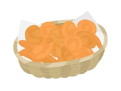 バスケットに入ったポテトチップスのイラスト