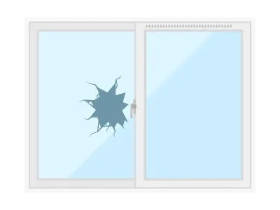 空き巣に入られた窓ガラスのイラスト