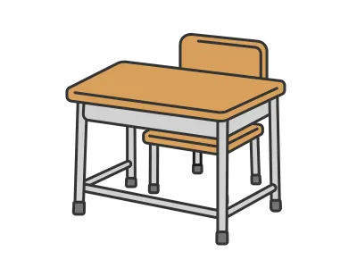 学校の机と椅子のイラスト