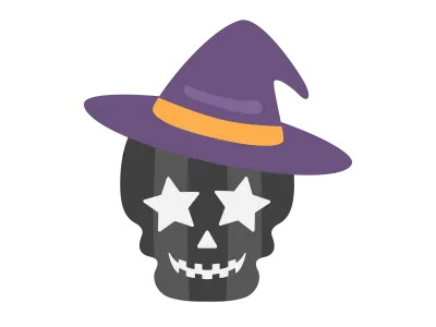 帽子をかぶったスカルのキャラクターのイラスト