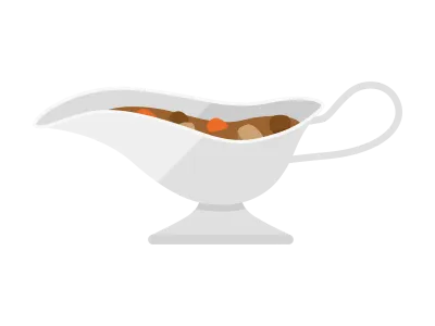 グレイビーボートに入ったカレーのイラスト