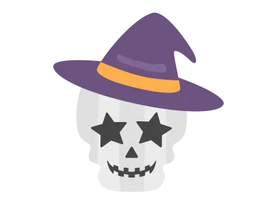 帽子をかぶったスカルのキャラクターのイラスト