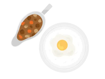 目玉焼きカレーライスのイラスト