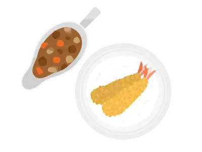 エビフライカレーライスのイラスト