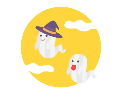 帽子をかぶったオバケのイラスト