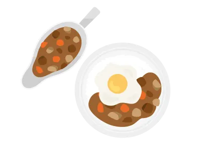 目玉焼きカレーライスのイラスト
