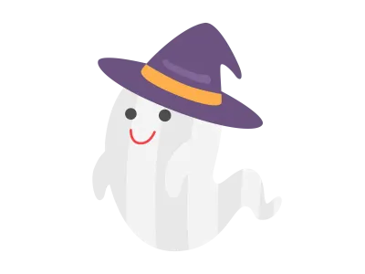 帽子をかぶったオバケのイラスト