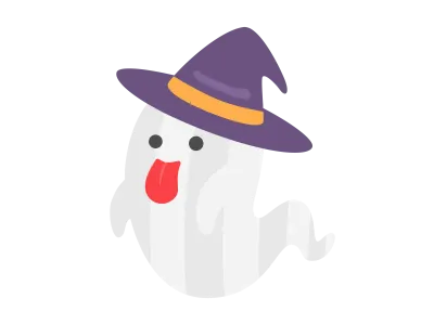 帽子をかぶったオバケのイラスト