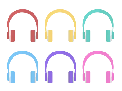 ヘッドフォンのカラーバリエーションセット