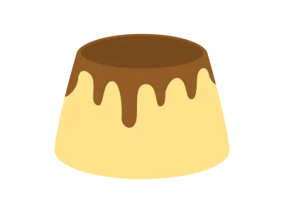 カラメルソースのかかったプリンのイラスト