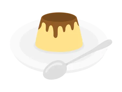 皿にのせたプリンのイラスト