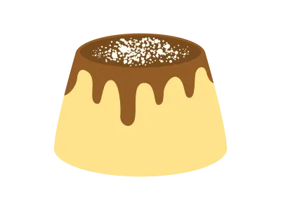カラメルソースのかかったプリンのイラスト