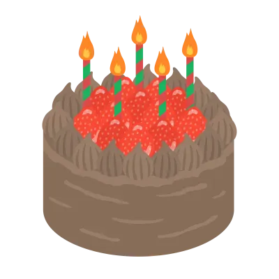 イチゴのバースデーケーキのイラスト