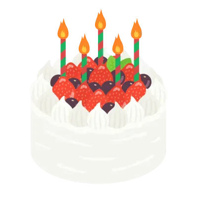 ベリーのバースデーケーキのイラスト