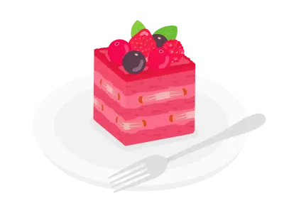 皿にのせたベリーケーキのイラスト