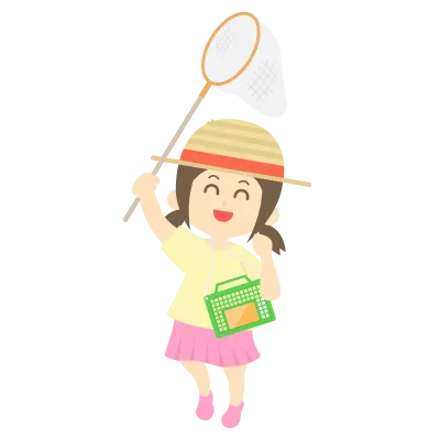 虫取りをする少女のイラスト