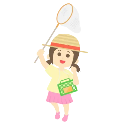 虫取りをする少女のイラスト