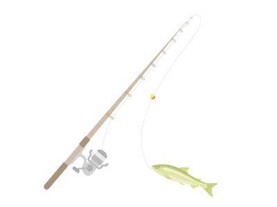 釣り竿と鮎のイラスト