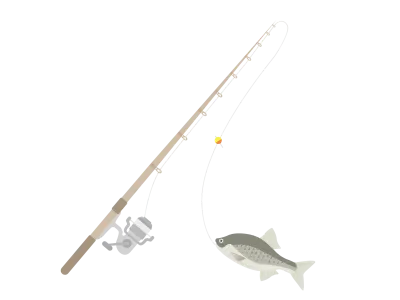 釣り竿とタナゴのイラスト