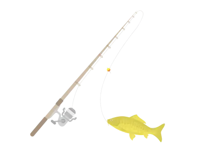 釣り竿と鯉のイラスト